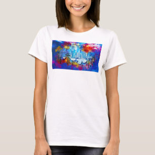 T-shirt SlipperyJoe NYC graffiti lune entourée de tourbill