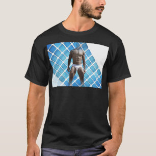 T-shirt SlipperyJoe's homme musclé six-pack abdos blanc so