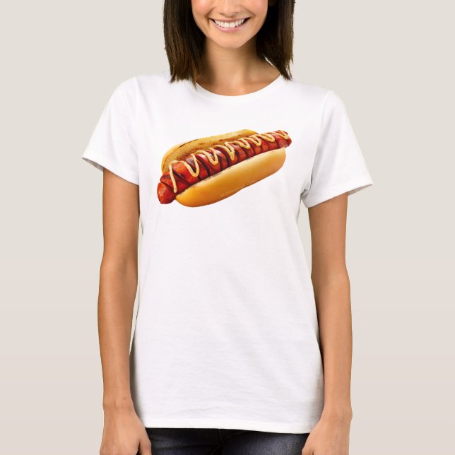 T-shirt SlipperyJoe's hot dog niché doucement pain jaune v (Devant)