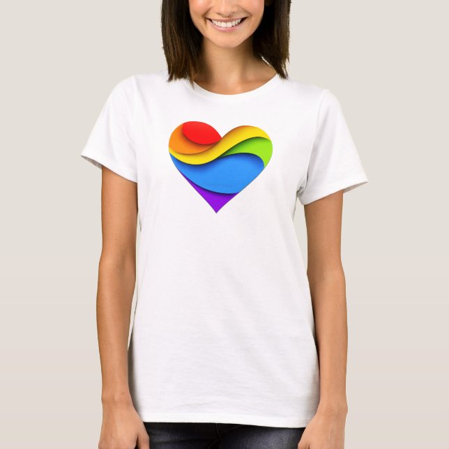 T-shirt SlipperyJoe's orgueillement coeur courbes forme 3D (Devant)