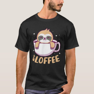 T-shirt Sloffe Sloth Coffee Kawaii