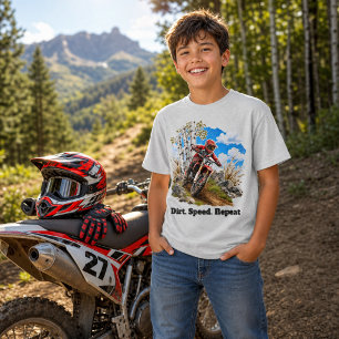 T-shirt Slogan de course de motocross pour garçons en moto