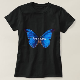 T-shirt slogan de liberté Beau papillon Monrach bleu