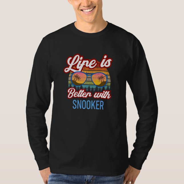 T-shirt Slogan du coucher de soleil rétro avec snooker (Devant)