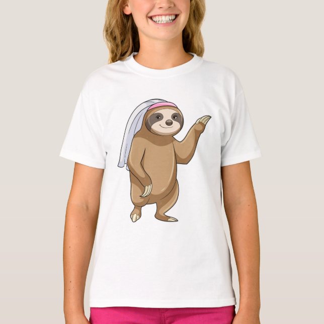 T-shirt Sloth as Bride with Veil (Devant)