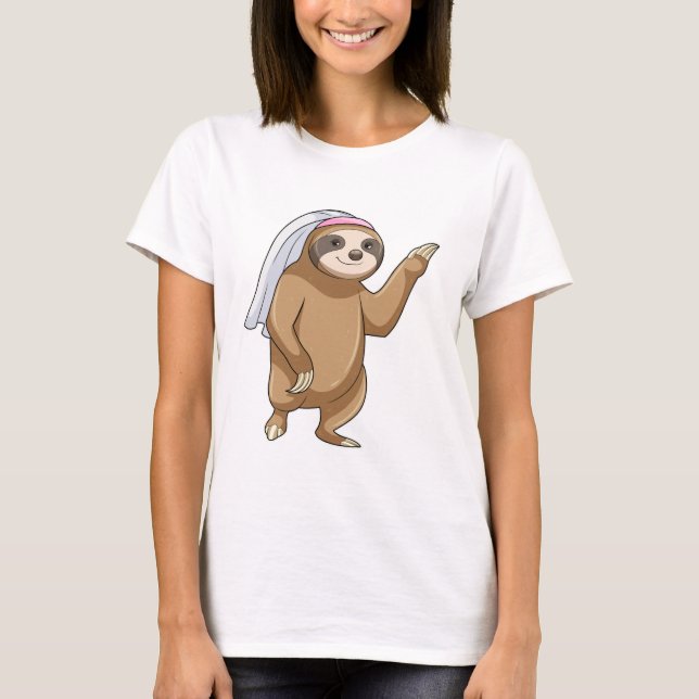 T-shirt Sloth as Bride with Veil (Devant)