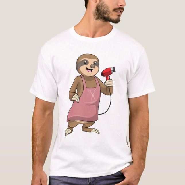 T-shirt Sloth as Hair stylist avec Sèche-cheveux (Devant)