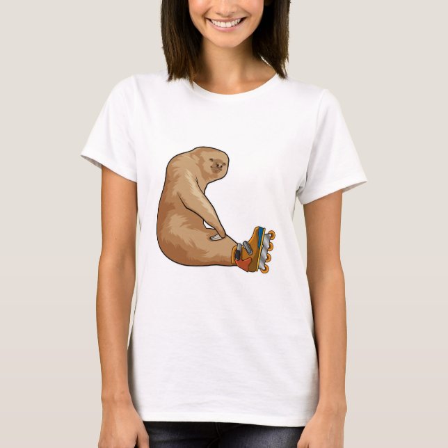 T-shirt Sloth as Patinage en ligne avec Patins en ligne (Devant)