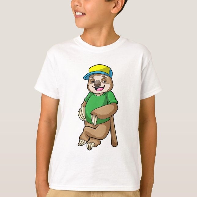 T-shirt Sloth au baseball avec batte de baseball (Devant)