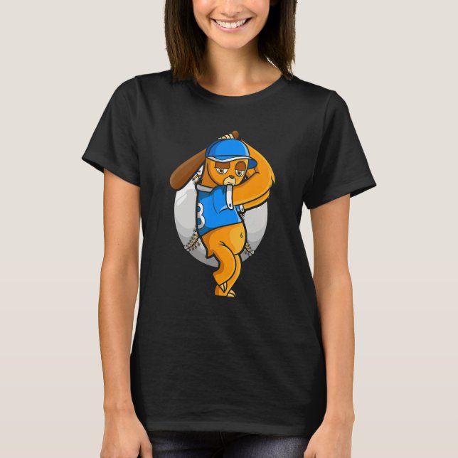 T-shirt Sloth Baseball Sloth Retro Baskeballer Baseball Pl (Devant)