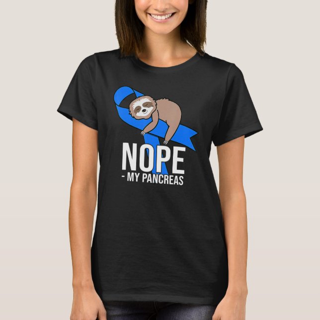 T-shirt Sloth Blue Ribbon Warrior Cute Diabetic Awareness  (Devant)