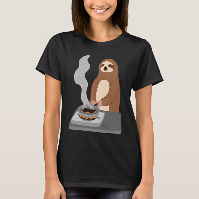 T-shirt Sloth Burns Food Cooking Hobby Chef Ironic Sloth (Devant)