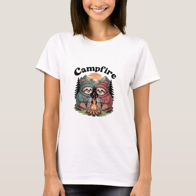 T-shirt Sloth camping Team Official campfire (Devant)
