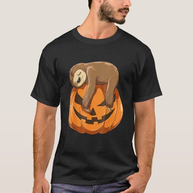 T-shirt Sloth Citrouille Halloween Sloth Theme Halloween L (Devant)