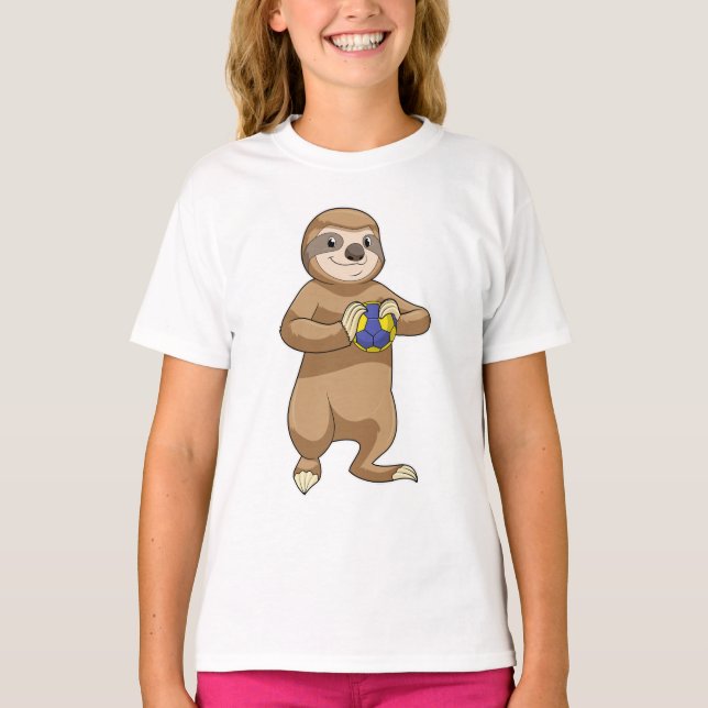 T-shirt Sloth comme joueur de handball avec Handball (Devant)