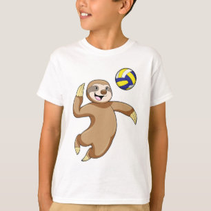 T-shirt Sloth comme joueur de volleyball avec volleyball