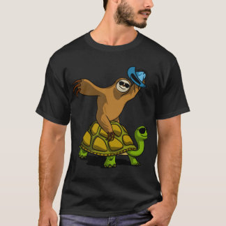 T-shirt Sloth Cowboy Ridingurtle vintage
