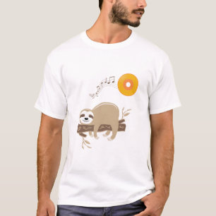 T-shirt Sloth Dormir sur Musique Vinyl Record Soleil