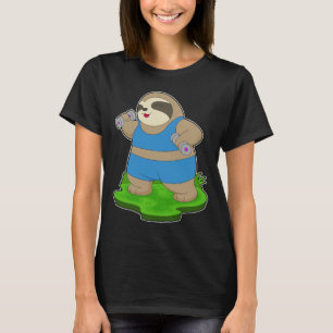 T-shirt Sloth Fitness Dumbbell
