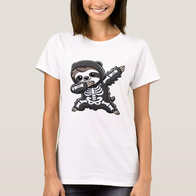 T-shirt Sloth Halloween Skeleton Kids Women Men Sloth Clas (Devant)