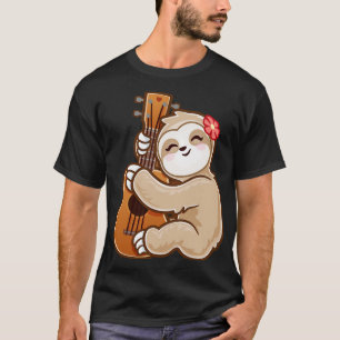 T-shirt Sloth Jouer Acoustique Ukulele Guitare adorable Co