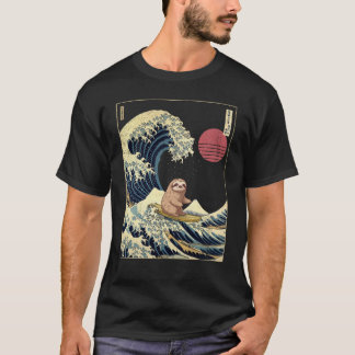 T-shirt Sloth Kanagawa Japanese Surfing Wave