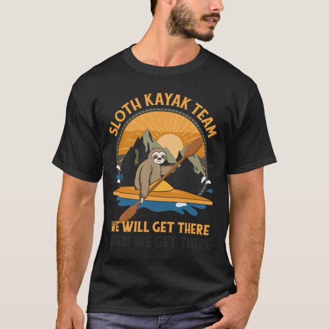 T-shirt Sloth Kayaking retro retro (Devant)