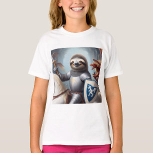 T-shirt Sloth Knight Fighting Dragons