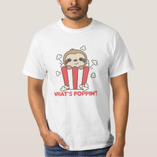T-shirt Sloth Popcorn Whats Poppin Funny Sloths