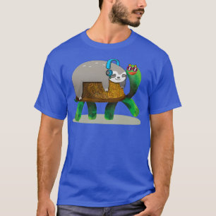 T-shirt Sloth Riding Turtle Lazy Sloth Cadeau