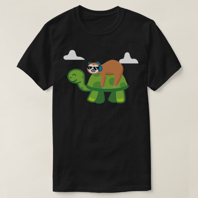 T-shirt Sloth Riding Turtle Lazy Sloth Cadeau (Design devant)