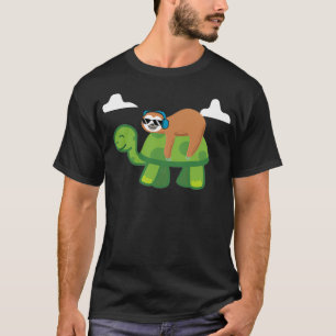 T-shirt Sloth Riding Turtle Lazy Sloth Cadeau
