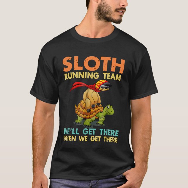 T-shirt Sloth Running Team Funny Sloth Turtle Pour Hommes  (Devant)
