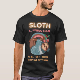 T-shirt Sloth Running Team T Shirt Short Sleeve I Hate Peo