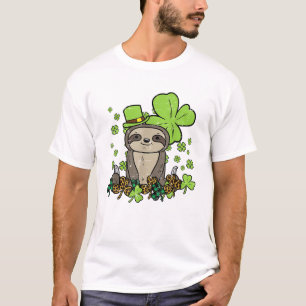 T-shirt Sloth Shamrock Carreau Léopard Saint-Patrick Homme