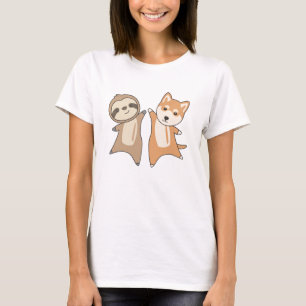 T-shirt Sloth Shiba Chien Amoureux des animaux Sloth Chien