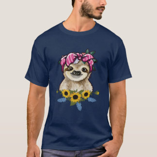 T-shirt Sloth Sunflower Girls Mother Gardening boy
