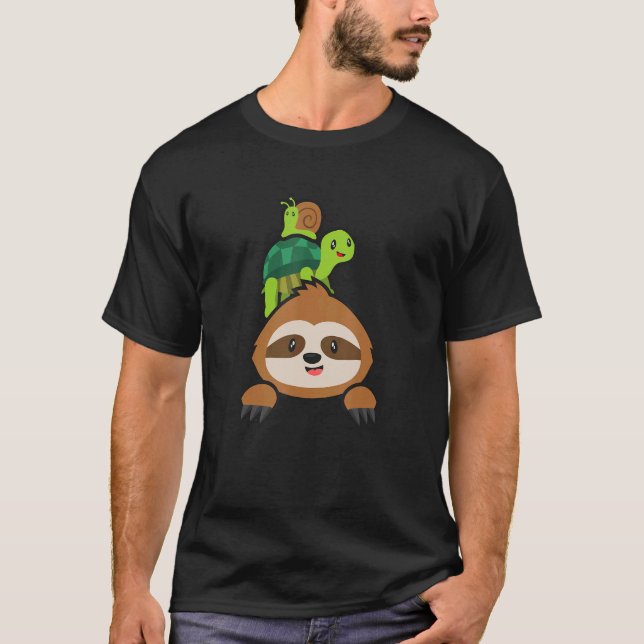 T-shirt Sloth Turtle Snail Riding Lazy Life Race pour un M (Devant)