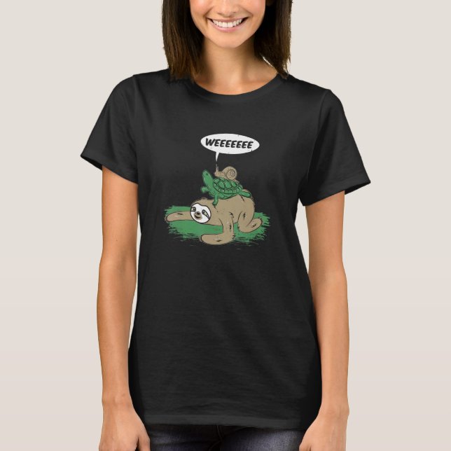 T-shirt Sloth Turtle Snail Riding Lazy Life Race pour un M (Devant)