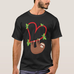 T-shirt Sloth Valentines Chemise Coeur Filles Femmes Fente