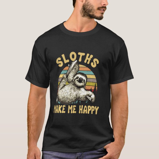 T-shirt Sloths Make Me Happy Sloths So Cute Long Sleeve (Devant)