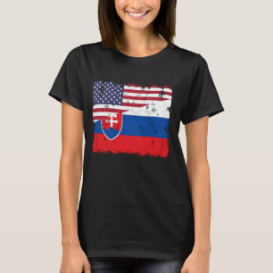 T-shirt Slovaquie Pride Slovakian American Flag Roots Heri