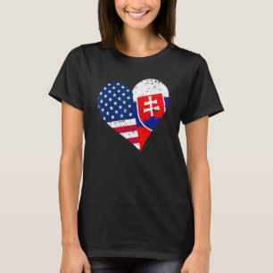 T-shirt Slovaquie USA Coeur chemise en panne Slovakian Ame