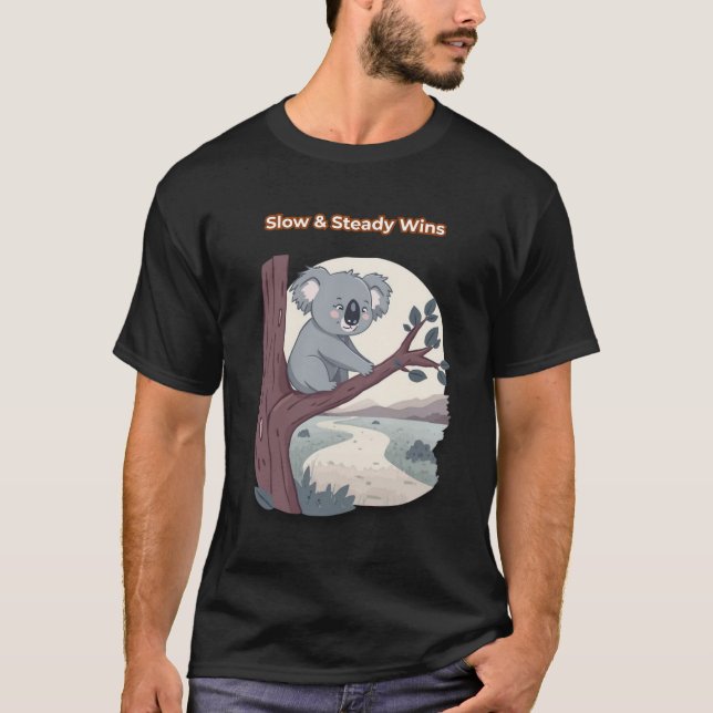 T-shirt **"Slow & Steady Wins – Motivational Cute Koala "* (Devant)