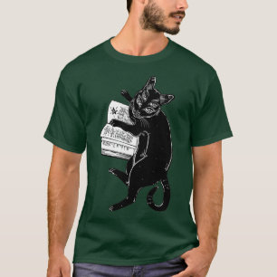 T-shirt Smart black boho quatre yeux démon magique chat le