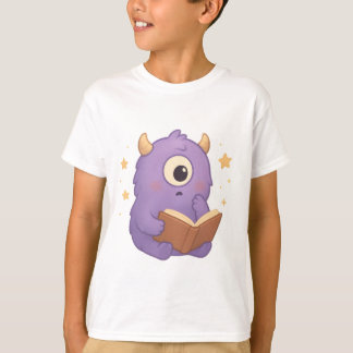 T-shirt Smart Reading Monster — Purple Book Lover Kids Tee