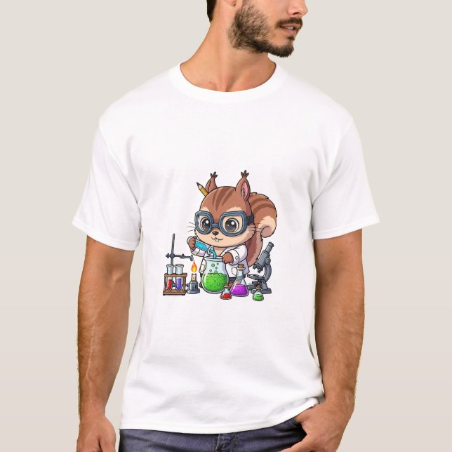 T-shirt Smart Squirrel Scientist Conducting Chemistry (Devant)