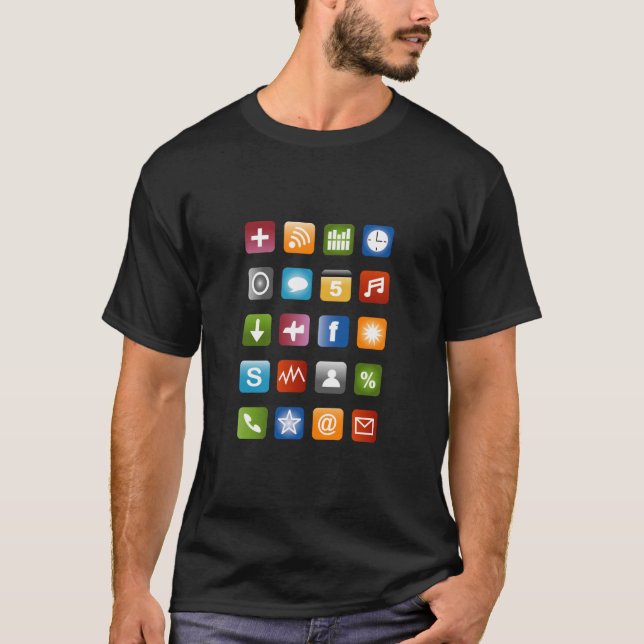 T-shirt Smartphone avec icônes d'application color (Devant)