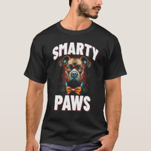 T-shirt Smarty Paws Pitbull Dog Portant des lunettes et un