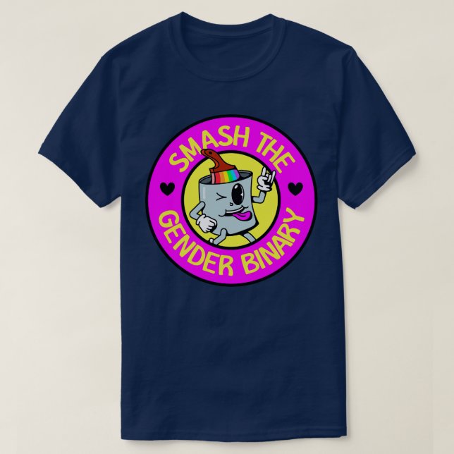 T-shirt Smash Le Genre Binary Cute Arc-en-ciel toon (Design devant)